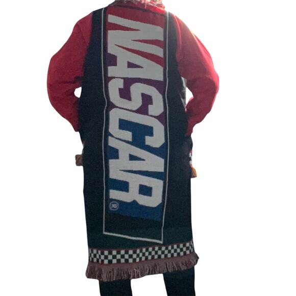 Nascar tapestry cardigan, upcycled woven jacket w fleece sleeves One Size - Picture 5 of 6